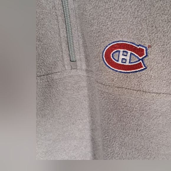 Antigua Grey Fleece Canadians Sweater with 1/4 Zip Size Large - Picture 2 of 7